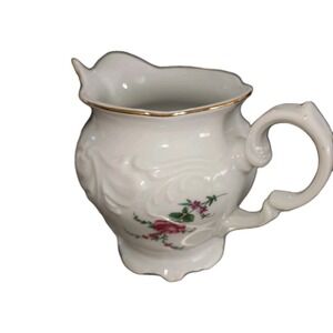 Vintage Wawel Bone China Porcelain Floral Creamer Gold Trim Poland Victorian